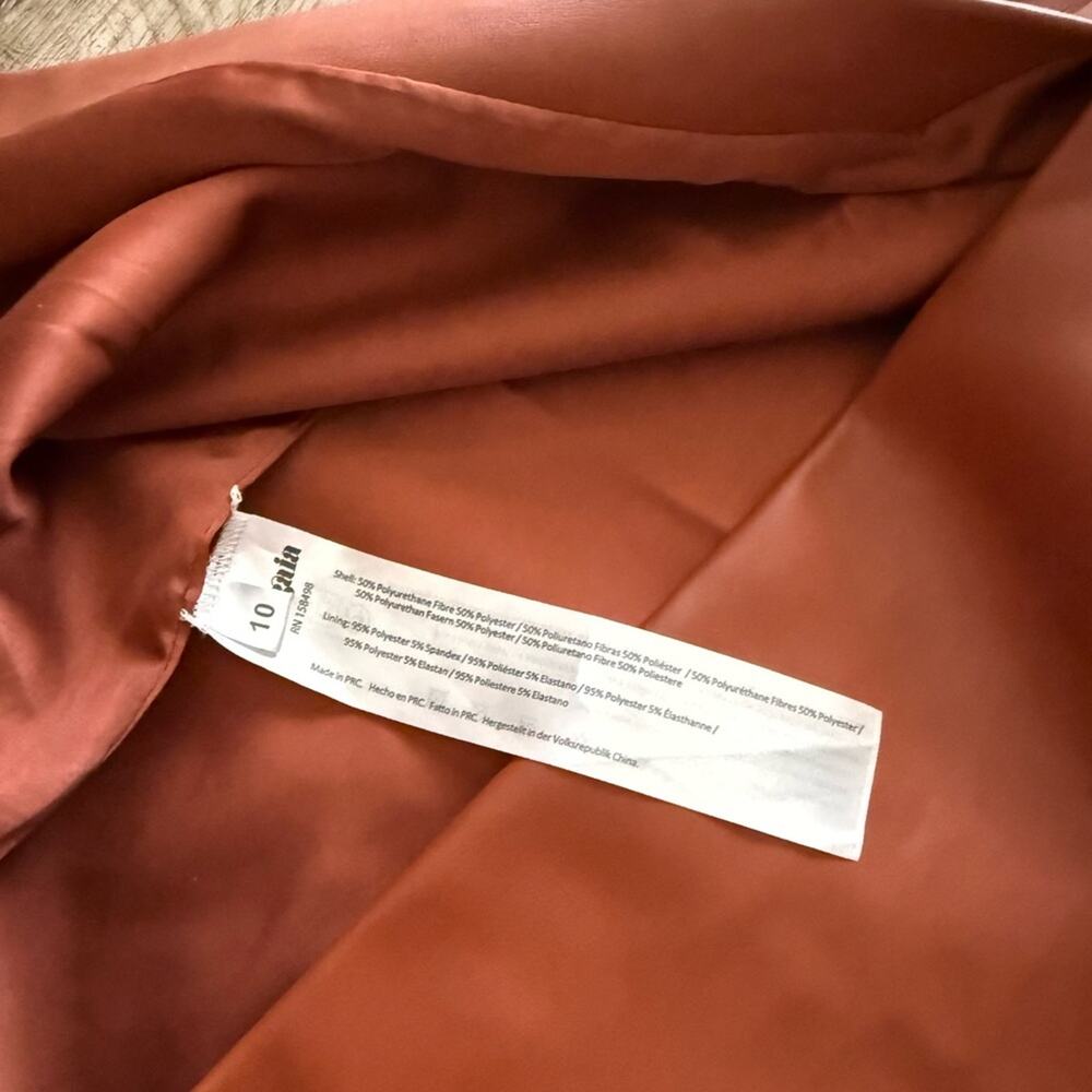cult gaia zahora brown faux leather halter style sculptural bust detail dress 10 - Picture 7 of 12